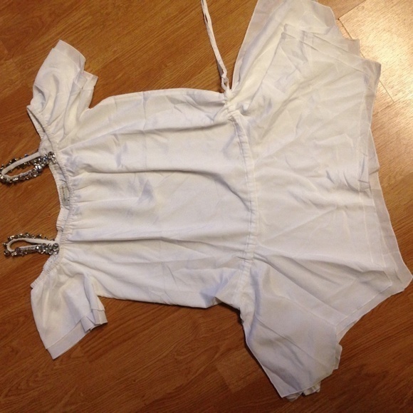 Boston Proper Size 2 Blouse White Off Shoulders - Picture 7 of 7